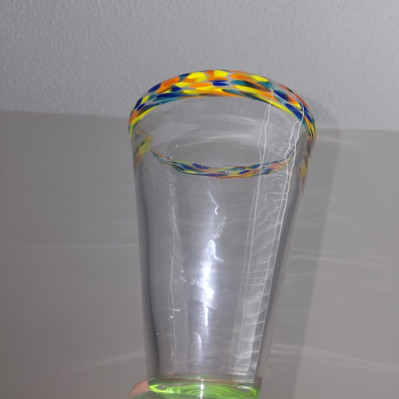 Colorful Glass Vase with Multicolor Rim - Picture 7 of 9